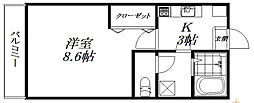 クレフラスト天神町 1Kの間取図画像