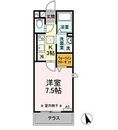 D-Hills山下 1Kの間取図画像