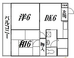 メゾンフジタ 2DKの間取図画像