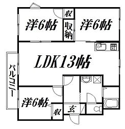 フレグランスタウン23号 3LDKの間取図画像