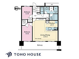 アーバンドックパークシティ豊洲タワーA 2LDKの間取図画像