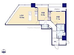 ブリリアタワー東京 2LDKの間取図画像