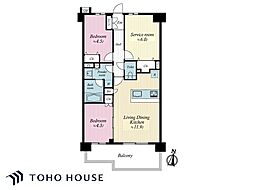 グランウィッシュ四ッ木 2SLDKの間取図画像