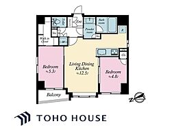 八丁堀アムフラット 2LDKの間取図画像
