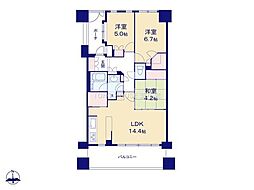 サンクタス新松戸ヴィレーヴ 3LDKの間取図画像