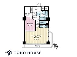 シャンボール第2築地 1LDKの間取図画像