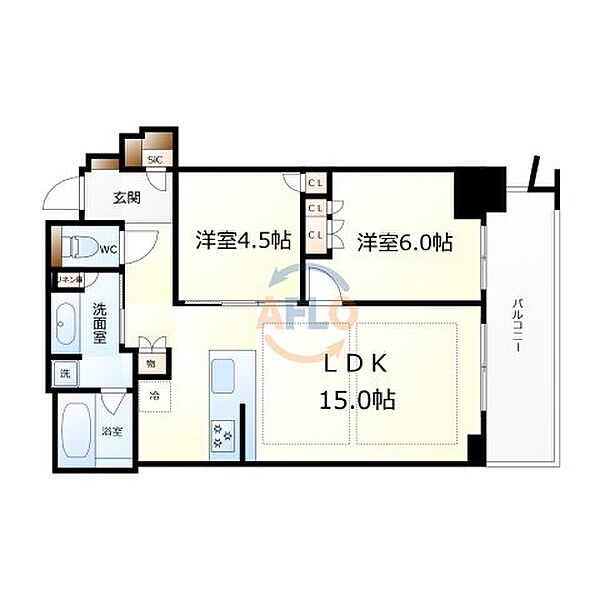 大阪ひびきの街ザ・サンクタスタワー ｜大阪府大阪市西区新町1丁目(賃貸マンション2LDK・9階・57.54㎡)の写真 その2