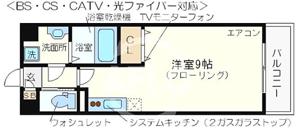 ブラービ阿波座 ｜大阪府大阪市西区立売堀6丁目(賃貸マンション1R・7階・24.00㎡)の写真 その2