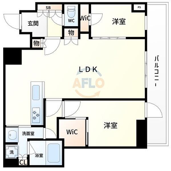 プレミストタワー大阪新町ローレルコート ｜大阪府大阪市西区新町2丁目(賃貸マンション2LDK・30階・63.91㎡)の写真 その2