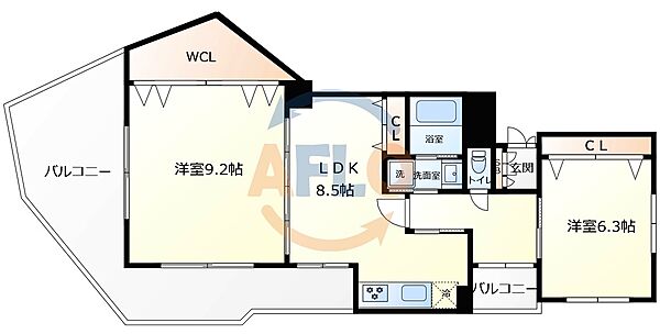 サンフレスカ福島 ｜大阪府大阪市福島区福島7丁目(賃貸マンション2LDK・10階・75.00㎡)の写真 その2