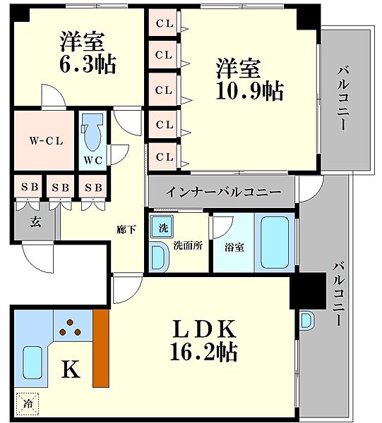 松屋タワー 2610｜大阪府大阪市中央区松屋町(賃貸マンション2LDK・26階・81.62㎡)の写真 その2