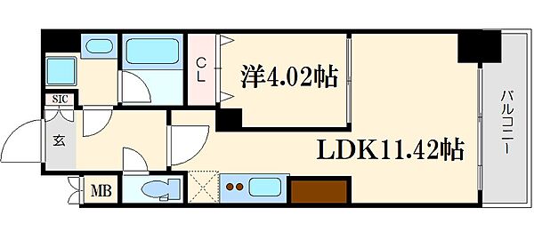 プレジオ鎗屋町 1202｜大阪府大阪市中央区鎗屋町1丁目(賃貸マンション1LDK・14階・37.46㎡)の写真 その2