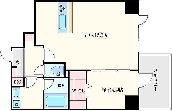 BRAVE徳井町 1102｜大阪府大阪市中央区徳井町1丁目(賃貸マンション1LDK・11階・45.52㎡)の写真 その2