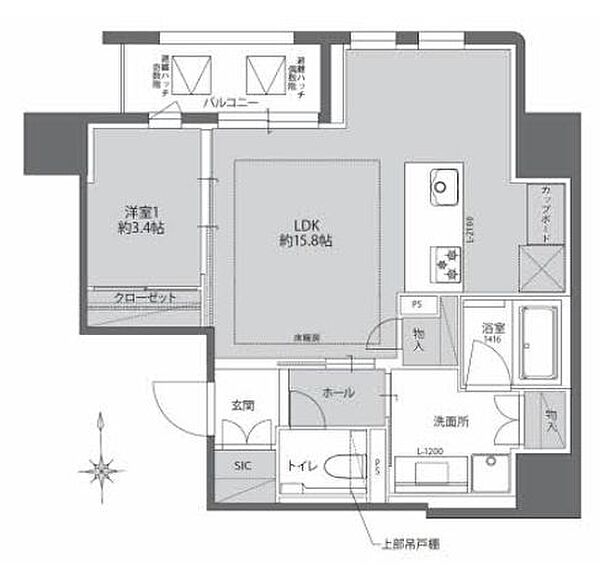 THE　WEAVE　MINAMISENBA 203｜大阪府大阪市中央区南船場2丁目(賃貸マンション1LDK・2階・50.15㎡)の写真 その2