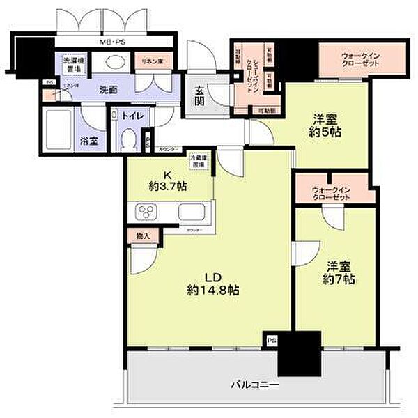 ローレルタワー堺筋本町 4305｜大阪府大阪市中央区久太郎町2丁目(賃貸マンション2LDK・43階・78.61㎡)の写真 その2