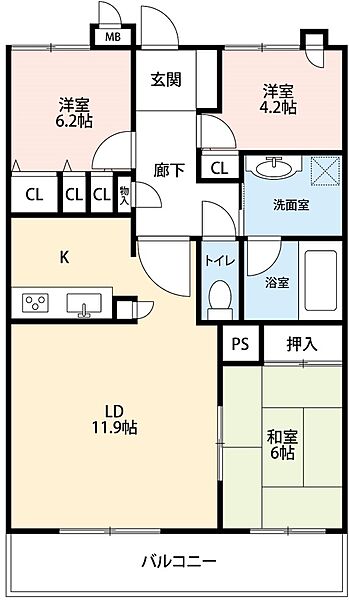 パクスフォーレ 503｜愛知県岡崎市戸崎町字藤狭(賃貸マンション3LDK・5階・70.04㎡)の写真 その2