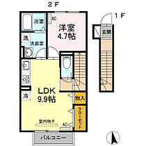 サニービレッジI 203 ｜ 愛知県岡崎市上里2丁目12-14（賃貸アパート1LDK・2階・42.37㎡） その2