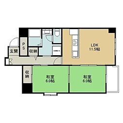 リナ・パートナーズ南2条 2LDKの間取図画像