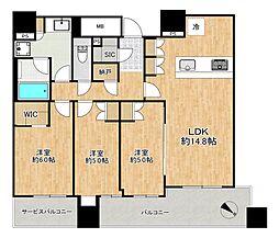 シエリアタワー中之島 3LDKの間取図画像