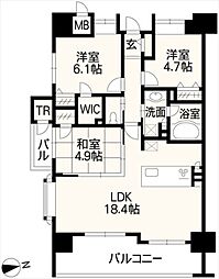 グランドパレス熊本 3LDKの間取図画像