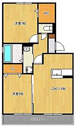 ウィステリア中吉田3 2LDKの間取図画像