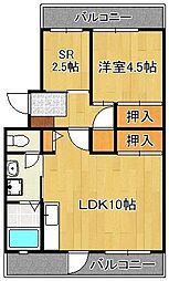 オアシス中曽根 1SLDKの間取図画像