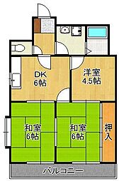 リバーアベニュー行橋 3DKの間取図画像
