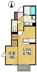 ボヌール沼 1LDKの間取図画像