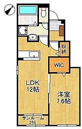 ルミエール・シエルII 1LDKの間取図画像