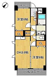 雅ビル 2DKの間取図画像