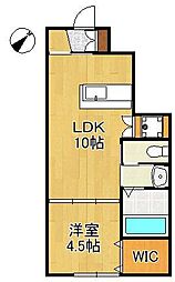 グランディール朽網 1LDKの間取図画像