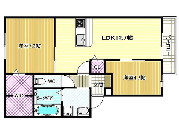 （仮）柏原市古町ＰＪ　C棟 ｜大阪府柏原市古町3丁目(賃貸アパート2LDK・3階・58.37㎡)の写真 その2