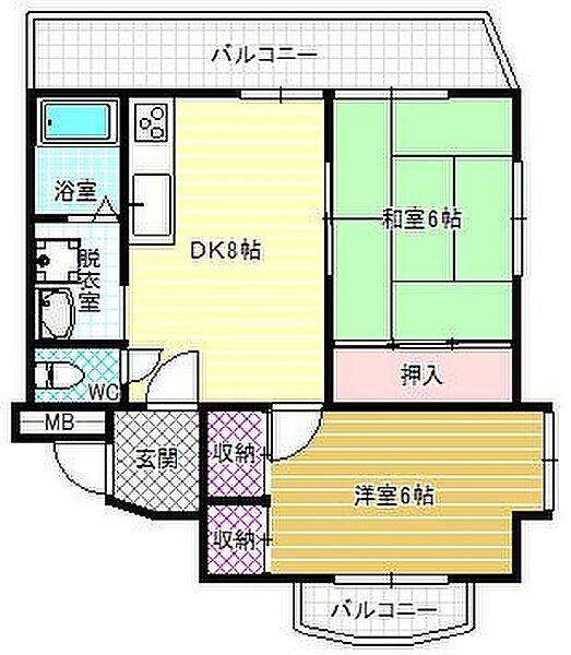 アークマンション ｜大阪府羽曳野市野々上4丁目(賃貸マンション2DK・3階・44.36㎡)の写真 その2