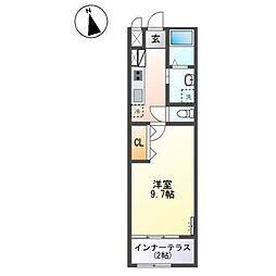 リタ・パルティール 1Kの間取図画像