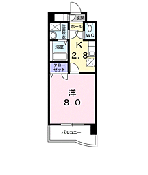 エアリーストリート 1Kの間取図画像