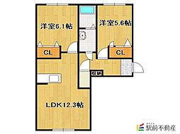 シャーメゾン光 2LDKの間取図画像
