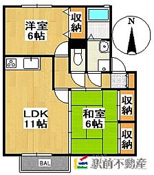 レイクヒルズ1 2LDKの間取図画像