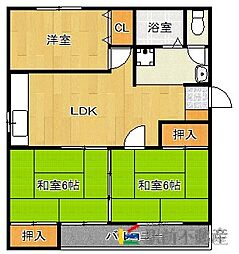 第1矢野コーポ 3LDKの間取図画像