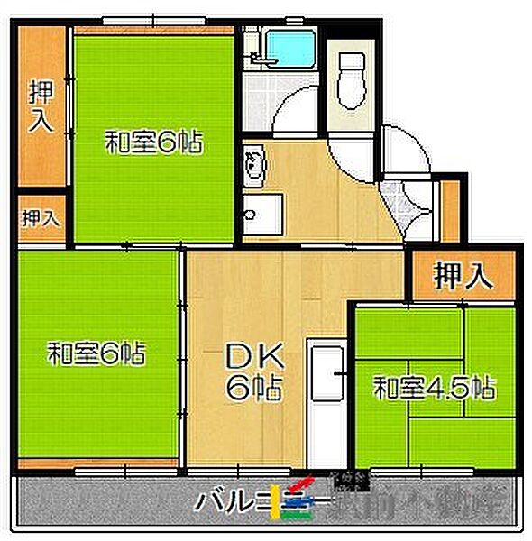 ビレッジハウス小浜3号棟 303｜福岡県大牟田市小浜町(賃貸マンション3DK・3階・53.50㎡)の写真 その2