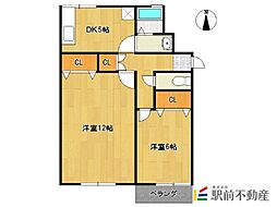 NSプレジデント 2DKの間取図画像
