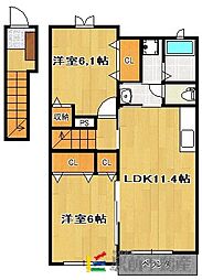 ソレイユガーデン 2LDKの間取図画像