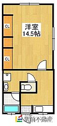 草木アパート 1Kの間取図画像