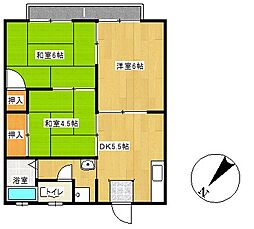 サンレーゼ新町 3DKの間取図画像