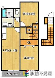 山下アパート 2LDKの間取図画像