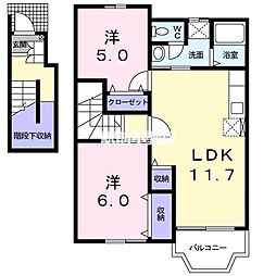 シャルマン2 2LDKの間取図画像