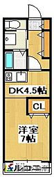 エンブレム2 1DKの間取図画像