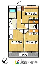 ファニープレイス 2DKの間取図画像