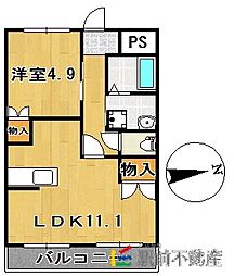 グランディール新栄町 1LDKの間取図画像