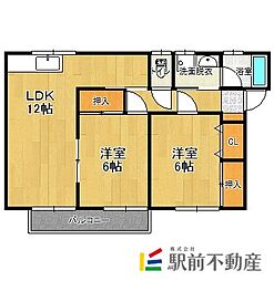 サンシャイン三池 2LDKの間取図画像
