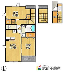 エルデ　トウセン 3階2LDKの間取り